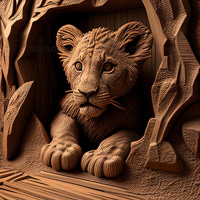 3D model st Bahati lion cub famous animal (STL)